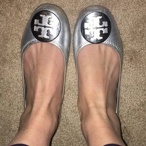 Tory Burch Reva flats 6.5 silver